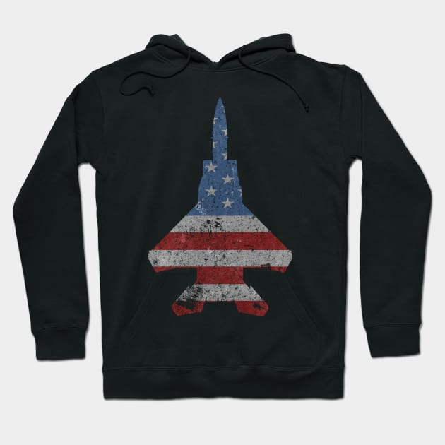 F-15 Eagle Jet Fighter Vintage American Flag Vintage Hoodie by DesignedForFlight